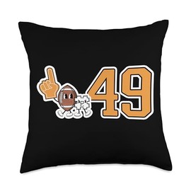 Retro Football Player Apparel Retro Orange Foam Finger Football Player #49 Throw Pillow, 18x18, Multicolor