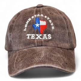 The Celly Plug Texas Flag Hats for Men Women,Funny Adjustable Cotton Embroidered Lone Star State Baseball Cap (Brown)