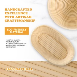 Sourdough Bread Baking Supplies, Sourdough Starter Kit for Bread Making Includes 9" Round and 10" Oval Banneton Bread Proofing Basket with Liners Sourdough Kit Gifts for Bakers Women Wife Mom