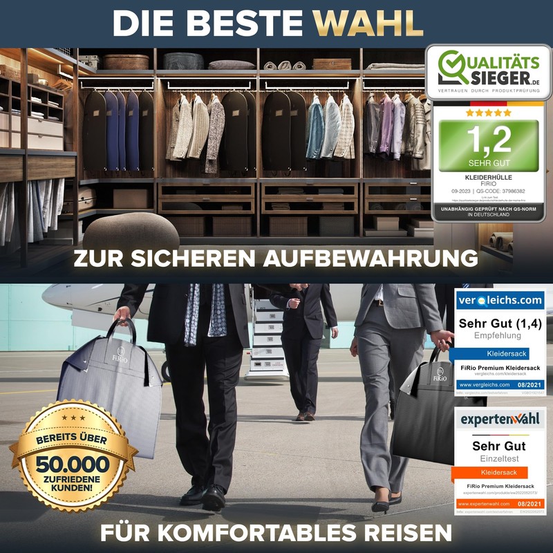 FiRiO® 8 x Sturdy Garment Covers - Premium Garment Bags