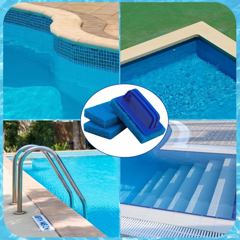 3 Pack Hand-Held Pool Scrub Brush Pool Cleaning Sponge Scrubber