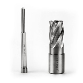 OSCARBIDE 11/16"X1" Annular Cutter 11/16 inch Cutting Diameter 1 inch Depth of Cut,3/4 inch Weldon Shank 2 Flat Mag Drill Bit with Pilot Pin for Magnetic Drill Press,1 Piece