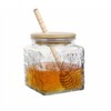 ANSQU Honey Pot, Airtight Glass Honey Jar with Bamboo Lid