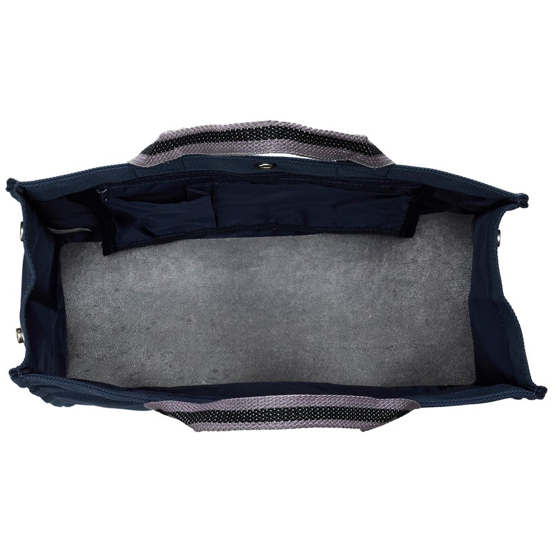 [EXAS] Horizontal Line Pattern Tote Bag (Medium), navy