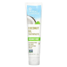 Desert Essence Tea Tree Oil Toothpaste - Coconut Mint - 6.25 Oz - Refreshing Taste - Complete Oral Care - Baking Soda - Sea Salt - Pure Essential Oil - Fights Against Sugar Acids - Zinc Citrate