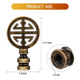 2 Pieces Brass Lamp Finial Oriental Lamp Shade Finial Asian Lamp Finial Happiness Symbol Lamp Shade Decorative Lamp Top Asian Lamp Decoration (Antique Brass)
