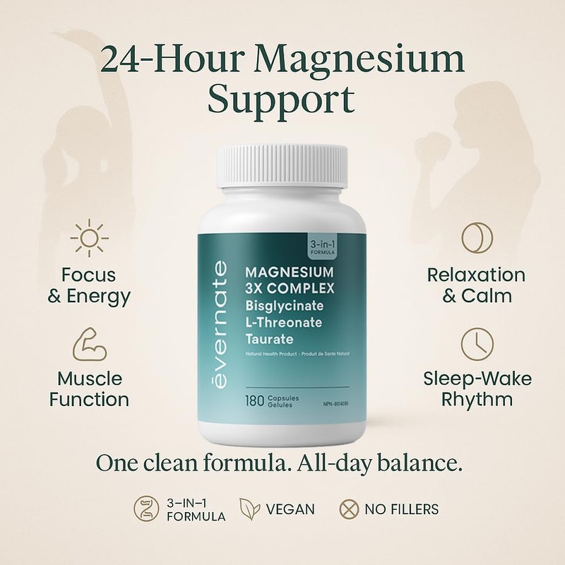 Magnesium 3X Complex – Bisglycinate, L-Threonate & Taurate – 3-in-1