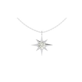 GemInspire North Star Pendant Necklace, White Topaz Necklace, Birthstone Necklace for Women, April Birthstone Gift, Topaz Jewelry, 16 + 2 Inch Adjustable Chain, Gift for Mom