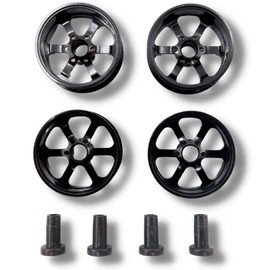 TAGATORON (Tagatoron) Medium Diameter Low Height 6-Spoke Aluminum Wheel Deep Rim Diameter 20mm with Bushings Included 4-Piece Set (1. Black)