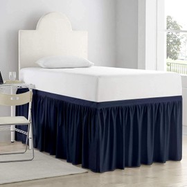 Dorm Room Bed Skirt - Ruffled Dorm Sized Bed Skirt - Dorm Bed Skirt Twin XL - Extra Long Dorm Room Bed Skirt - College Dorm Bed Skirt 30 Inch Drop - 100% Microfiber Bed Skirt - Navy Blue