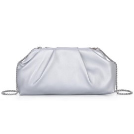 LHHMZ Dumpling Clutch Handbag for Women Cloud Clutch Bag Trendy Pleated PU Leather Shoulder Handbags with Chain for Wedding, Party, Formal