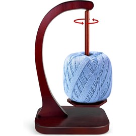 Yarn Holder for Knitting and Crocheting, Large Size Magnetic Rotating Wooden Yarn Ball Dispenser, Anti-Slip Yarn Spinner with Metal Mechanism, Ideal Crochet Gift for Knitting Lovers（Vintage Color）