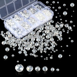 910 Pieces Glass Beads, Beads for Threading, Faceted Glass Beads, Transparent Glass Beads for Crafts, Adults, Jewellery Making, DIY Necklaces, Bracelets (3/4/6/8/10 mm, AB Colour)