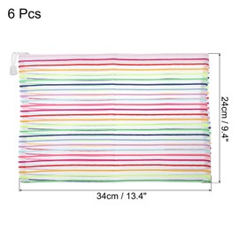 MECCANIXITY Mesh Zipper Pouches, A4 Colorful Pencil Case Document File Bags Storage Organizer for Office Supply Travel Accessory, White Pack of 6