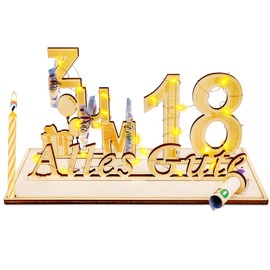 Kkluno Geldgeschenk 18.Geburtstag, Geschenke zum 18. Geburtstag Mädchen Junge, Geschenke aus Holz Deko mit LED Lichterkette, 18. geburtstag Mann Frau geldgeschenk für Hochzeit Jubiläum Tischdeko
