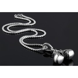 Hamoery Men Punk Stainless Steel Boxing Gloves Chain Pendant Necklace(White)