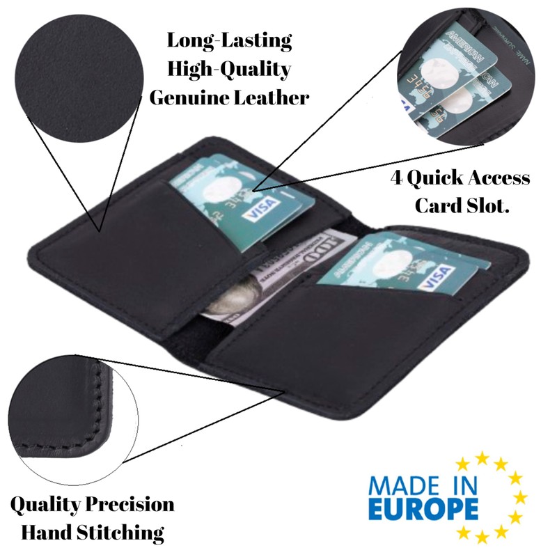 Lupinny Leather Slim Wallet, Credit Card Holder, Bifold, Minimalist, Front