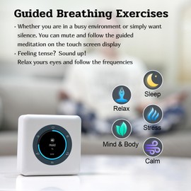 White Noise Sound Machine & Alarm Clock, Portable Smart Sleep Assistant. White Noise, Soothing Sounds and Sleep Music. Breathing Exercises and Lullabies for Adults/Babies. Home/Bedroom (White)