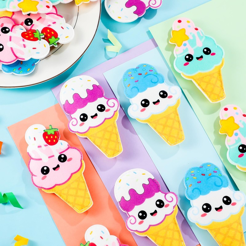Gemscream 24 Pcs Plush Ice Cream Cones Toys, 4 Styles,