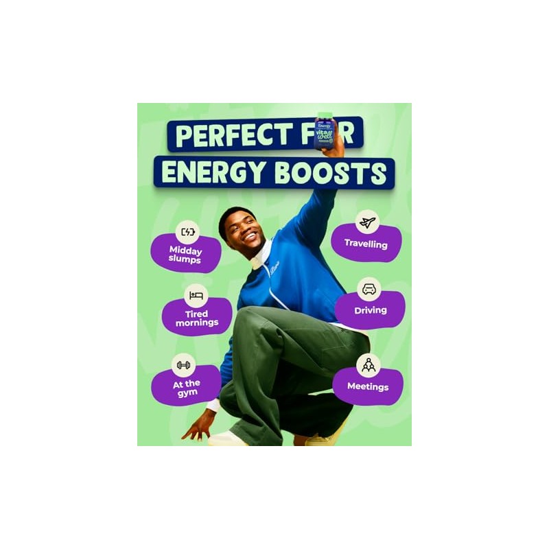 Vitawell Energy Vitamin Gummies - 60 Strawberry Flavour Gummies |