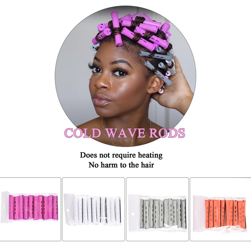 40Pcs Perm Rods Permanent Wave Curling Rods 4 Sizes Plastic