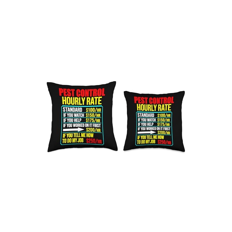 Funny men pest control exterminator exterminating job work Throw Pillow