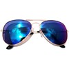 Classic Aviator Sunglasses Metal Frame Gold Full Mirror Blue-Green Lens