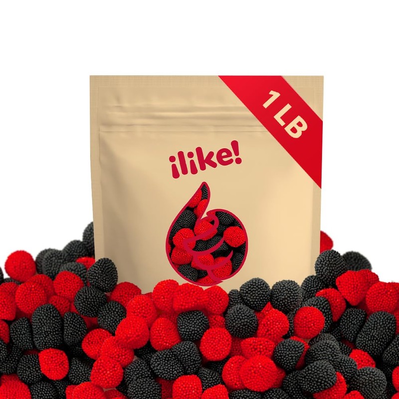 Berries Gummy Candy | 1-Pound Bag | Crunchy Raspberry and