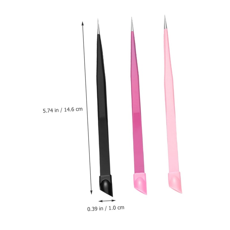 Mikinona 3pcs Dual Ended Nail Tweezers Versatile Press Head Tweezers