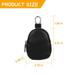 Mandark Car Key Fob Case, Leather Automotive Remote Key Chain Coin Holder with Metal Hook and Zipper, Vehicle Keychain Protector Bags Accessories, Universal for Most Remote Keys (Black)