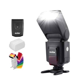 Godox Wireless 433MHz GN33 Camera Flash Speedlite with Built-in Receiver with RT Transmitter Compatible for Canon Nikon Sony Olympus Pentax Fuji DSLR Cameras with Diffuser + Filters