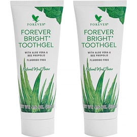 Forever Living - Bright Toothgel, Fluoride-Free Aloe Vera Gel with Bee Propolis, Peppermint-Spearmint Flavor, 4.6 oz, 2 Pack