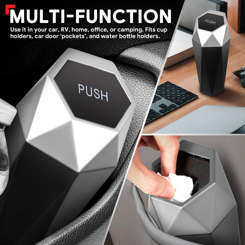 DNA MOTORING Mini Car Auto Trash Can with Removable Lid,