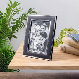 Frametigo Silver Plated Black Photo Frame – Fits Photo Size 5"x7" (13x18cm)