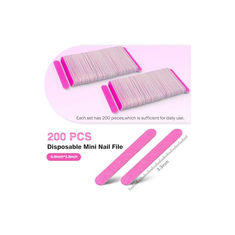 200 limas de uñas desechables, tableros de esmeril para lima