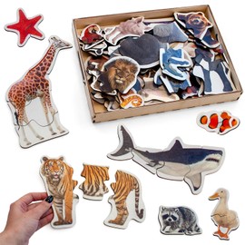 Ulanik Animals Toddler Puzzles, Wooden Puzzles for Toddlers 3-5, Jigsaw Puzzles, Kids Puzzles, Learning Toys for 3 Year Old, Preschool Games — 29 Animal Figurines