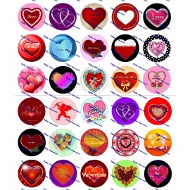 Crafting Mania LLC 30 Precut 1" Valentines Day Bottle cap Images Set 1
