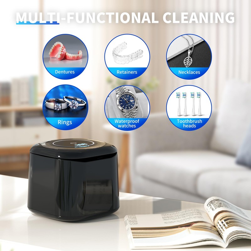 Ultrasonic Retainer Cleaner, 48kHz 30W Retainer Cleaner Machine for Dentures,