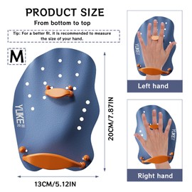 FairyPeach Hand Paddles, Swimming Paddles, Diving Hand Paddling, Swimming Paddle with Adjustable Straps, PVC-Free (Blue, M)