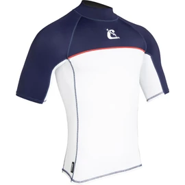 Cressi Shield Man Rash Guard Short/SL - Protective Rash Guard for Sup and Water Sports, White/Blue, M, Men's
