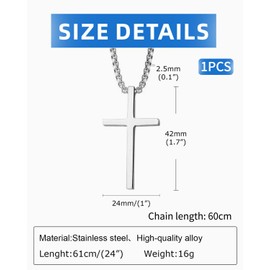 ZAMXHUG Cross Necklace – 2 Pieces Necklace, Cross Necklace, Jewellery Stainless Steel, Cross Pendant with 60 cm Chain, Stainless Steel Pendant, Secure Clasp, for Men and Women, Universal Gift