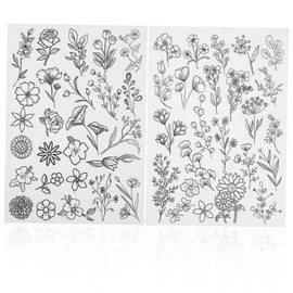 BESPORTBLE Crafting Stabilizers 2 Sheets Embroidery Backing Wash-Away Patterns Embroidery Transfer Paper Flower Stencils for Beginners