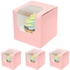 Gcardist Pink Cupcake Boxes Individual Cupcake Container 15Pcs 8.9x8.9x8.9cm Auto-Pop