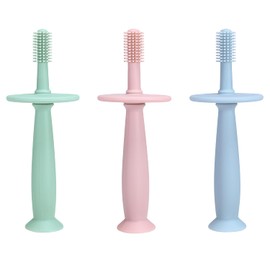 PandaEar 3 Pack Silicone Baby Toothbrush Teethers - Teething Toys Training Oral Care for Infants 0-12 Months+