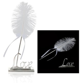 OFKPO Love Decoration Signature Pen with Feather Holder for Wedding and Reception