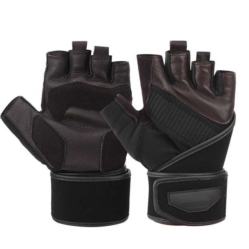 BOODUN Half Finger Gloves Deerskin Gloves with Wrist Wrap for
