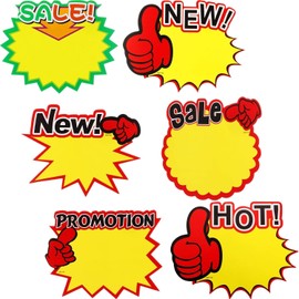 60 Starburst Sign Cards, 7 x 5.5 Inches Sale Paper Signs Price Burst Tags for Retail Store