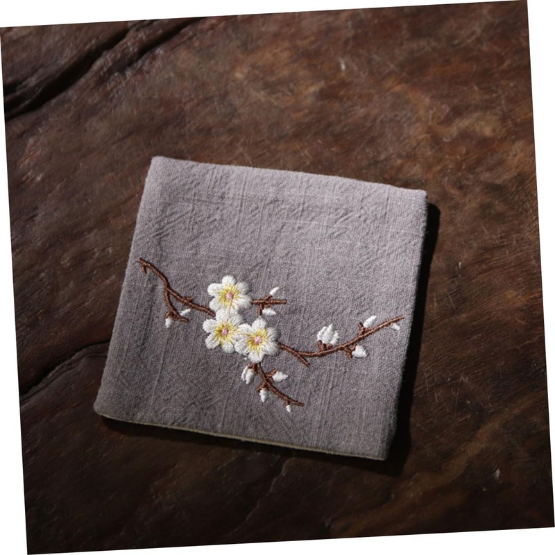 COLLBATH 2pcs Embroidery Random Cup Mats for Tea Ceremony Decorative