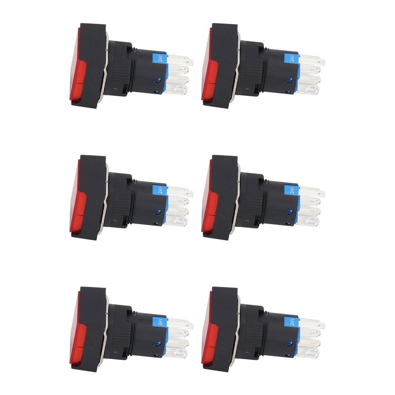 25 Pcs Push Button Switch Light Indicate Self Locking Long