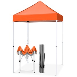 EAGLE PEAK 5x5 Pop Up Canopy Tent Instant Outdoor Canopy Easy Set-up Straight Leg Folding Shelter, Orange